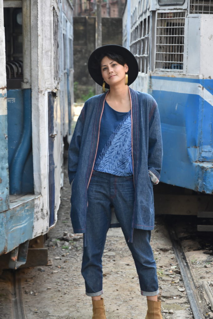 Veste mi-longue oversize denim