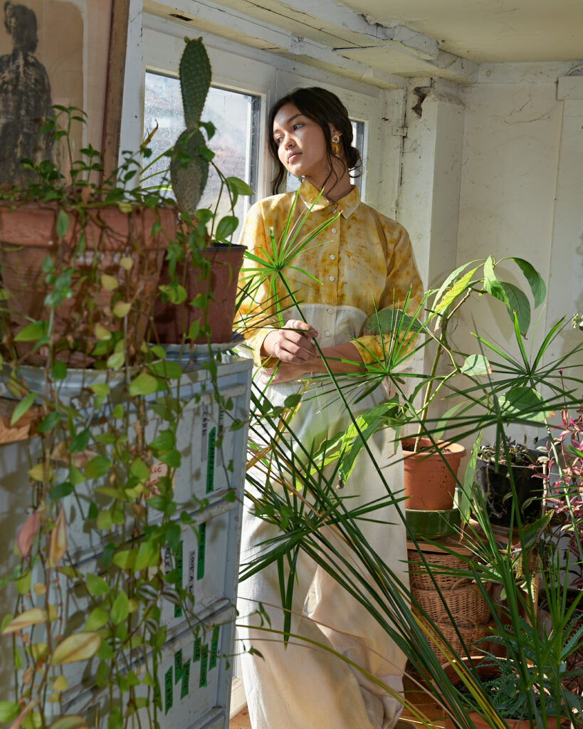 E-shop vêtements en teinture naturelle Chemise Hindi impression végétale