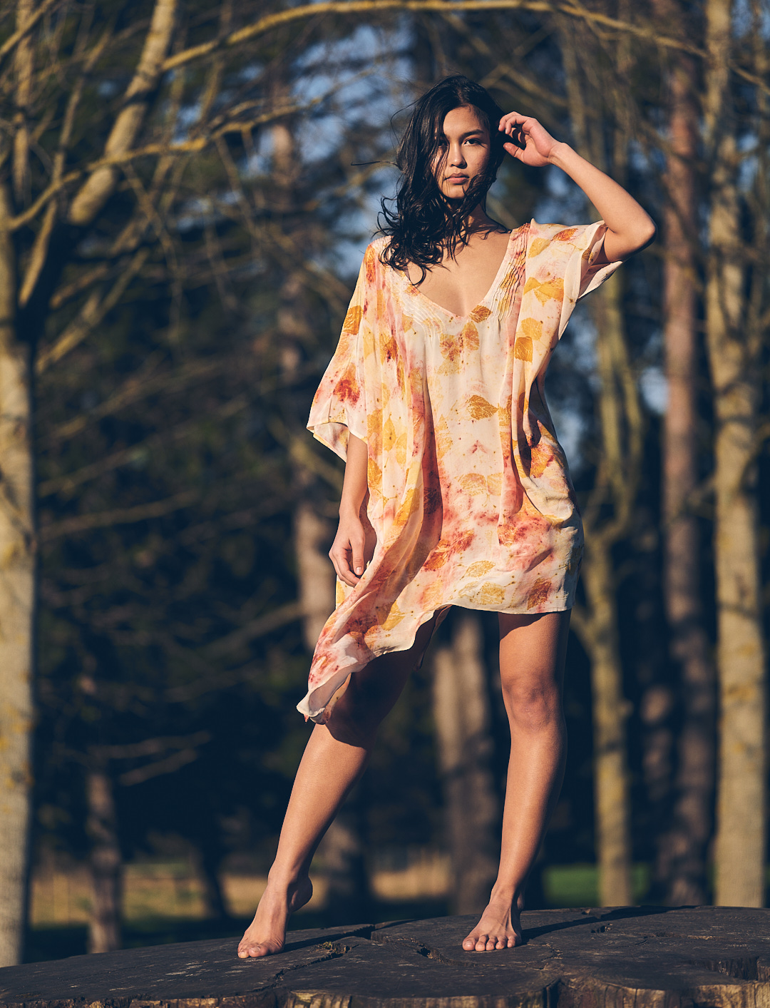 Robe Zoé écoprint impression végétale feuilles