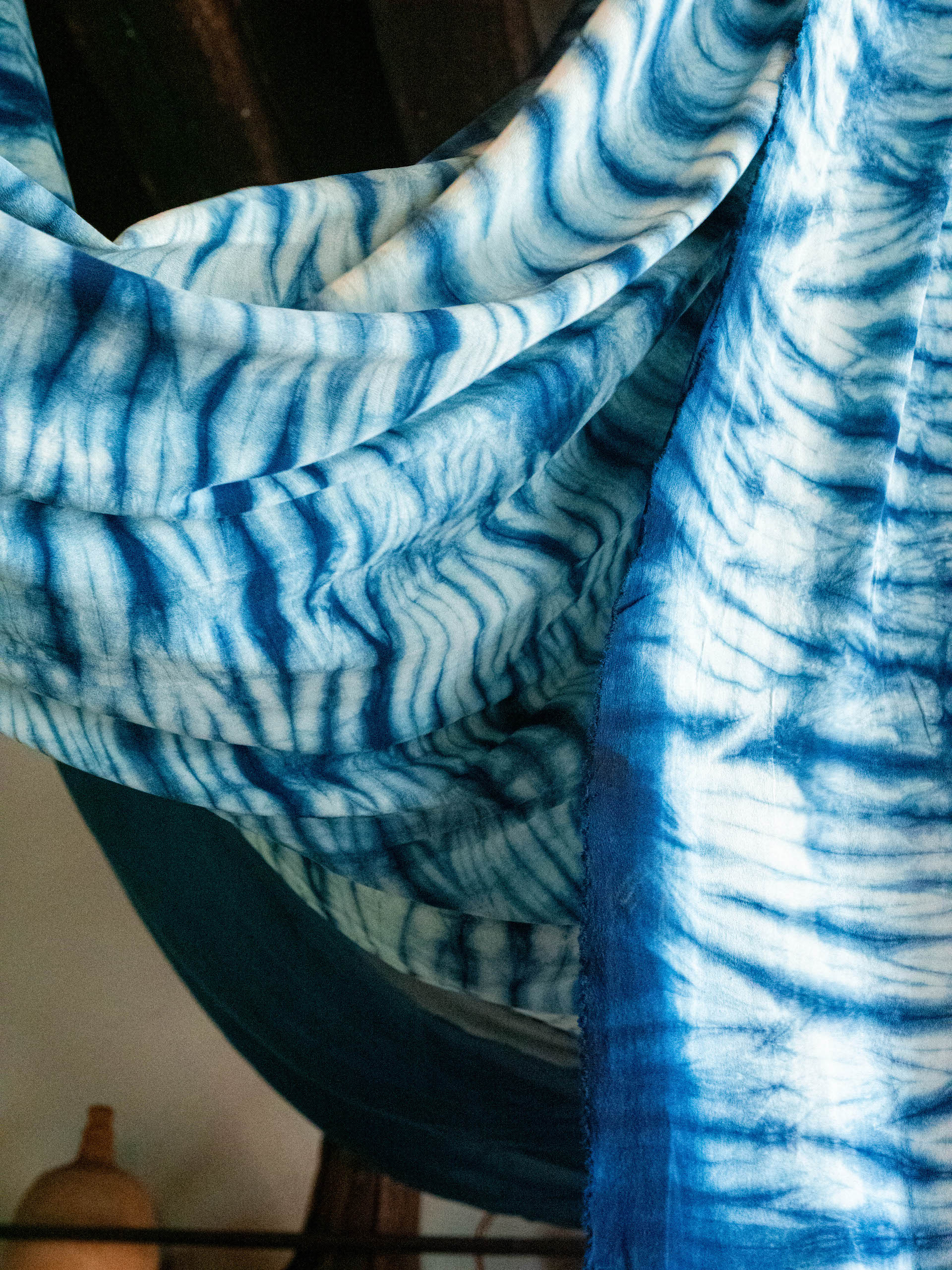 Matière soie shibori indigo